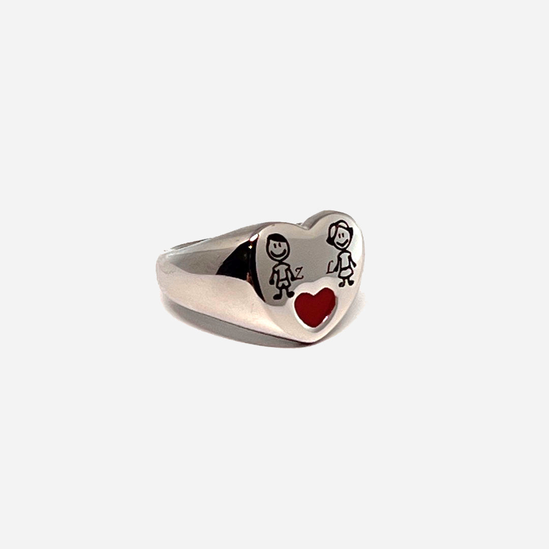 Anello Life – Cuore Smaltato Rosso
