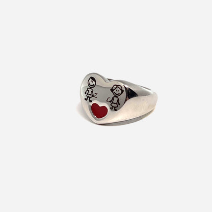 Anello Life – Cuore Smaltato Rosso