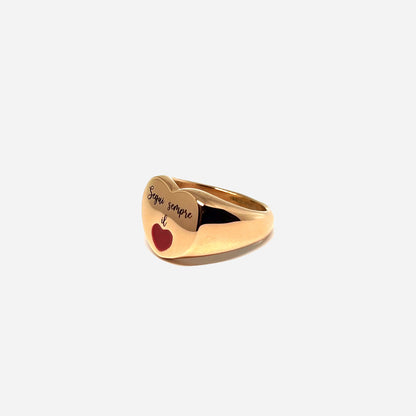 Anello Life – Rose Gold & Cuore Smaltato Rosso