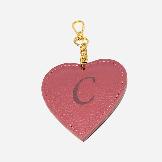 Portachiavi Heart – Pelle Rosa & Dettaglio Dorato