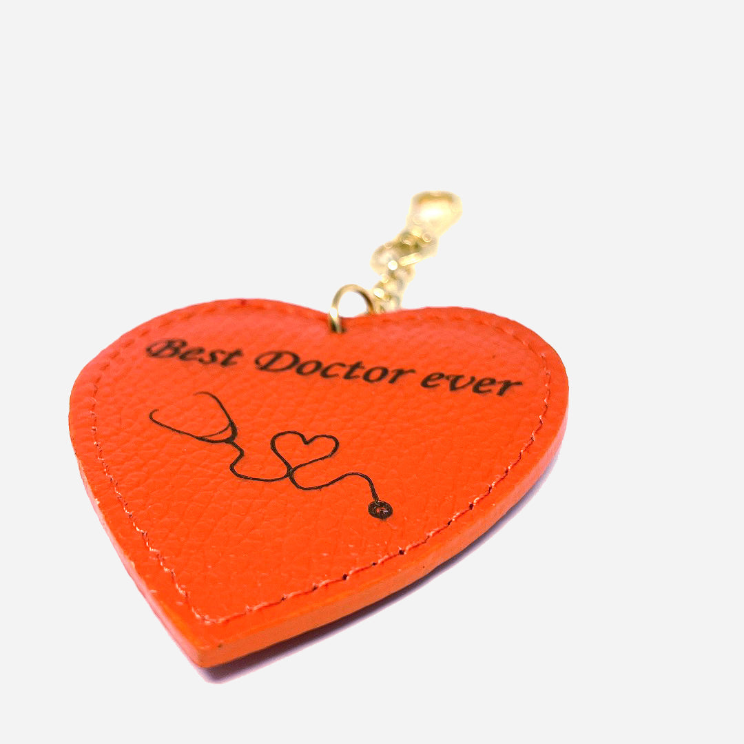 Portachiavi Heart – Pelle Arancione & Dettaglio Dorato