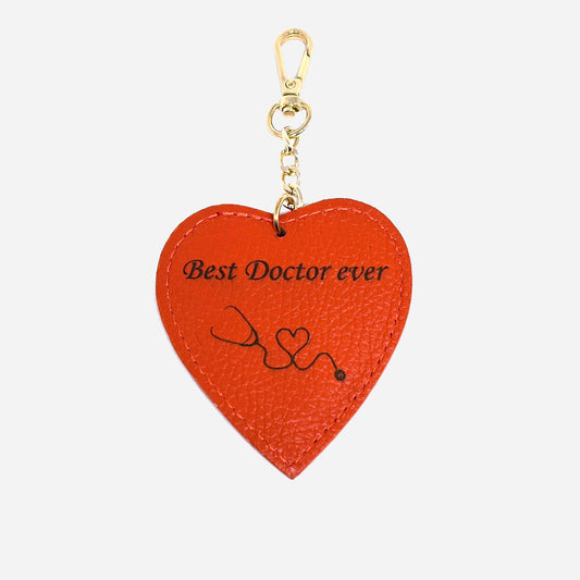 Portachiavi Heart – Pelle Arancione & Dettaglio Dorato